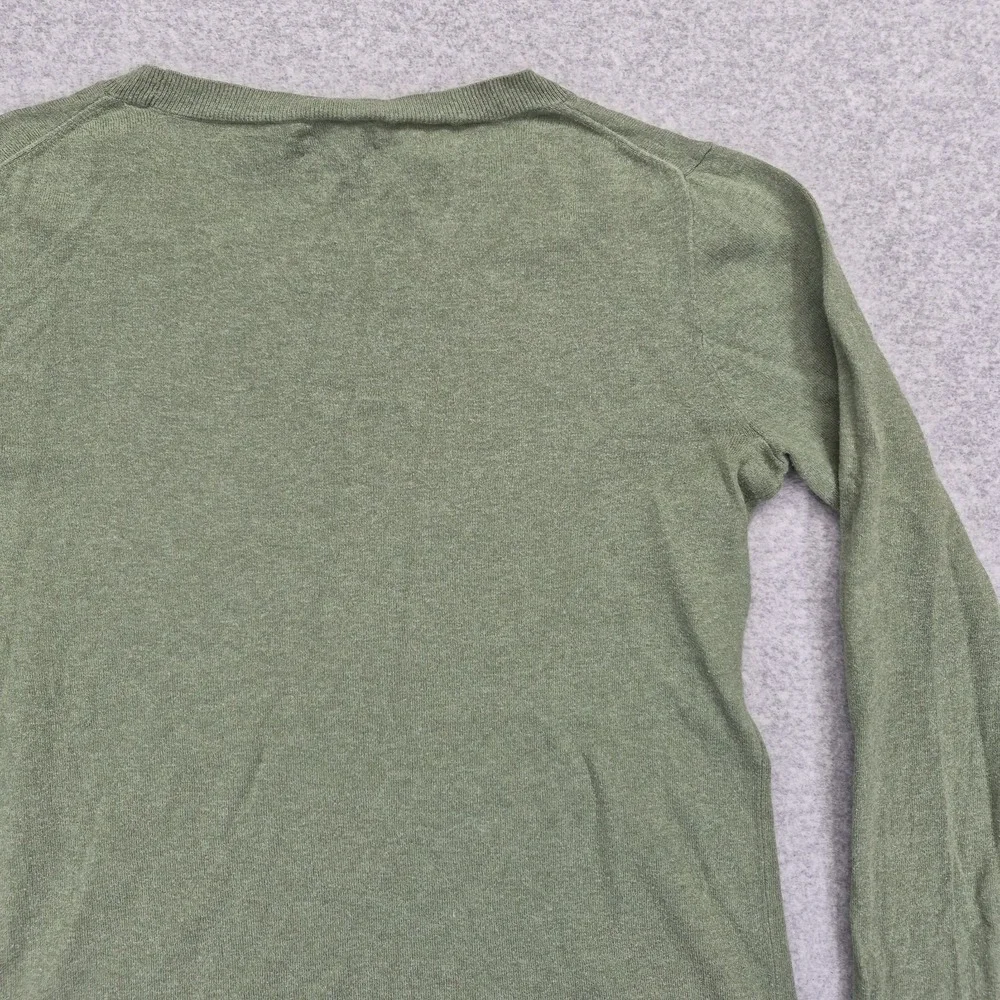 J Crew Sweater Womens S Green Long Sleeve Fine Knit Crewneck Preppy Teddie